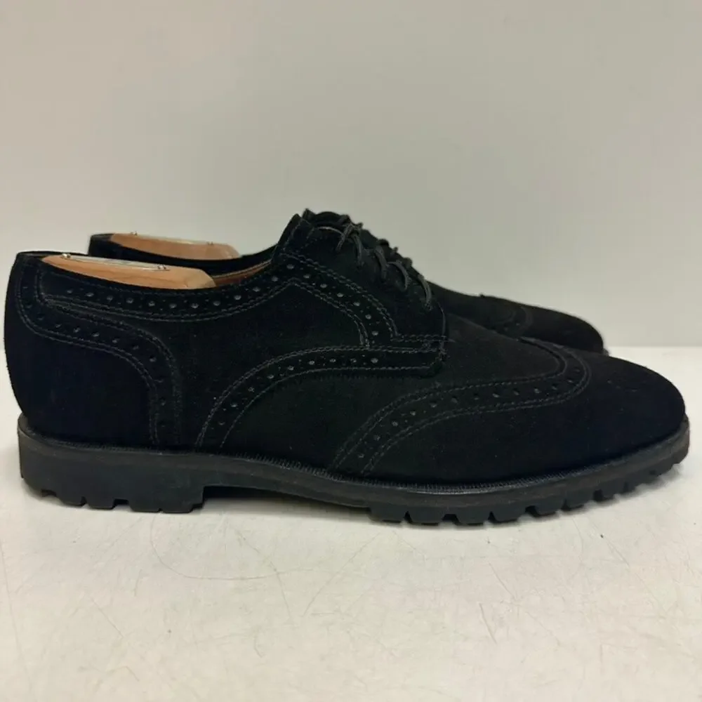 EXCELLENT Rancourt & Co x Cole Haan Black Suede Wingtip Vibram Made in USA 8.5 D